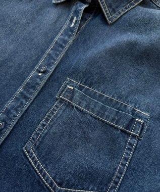 FORFORMO Ribbon Sleeve Denim Shirt リボンスリーブデニムシャツ ネイビー