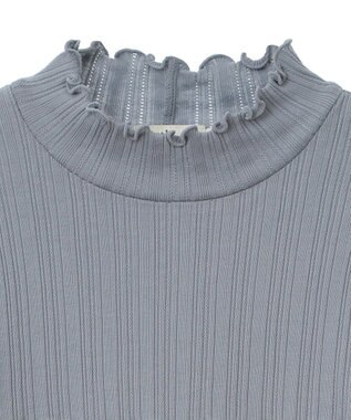 earth music&ecology ランダムチェーンリブハイネックプルオーバー Sax