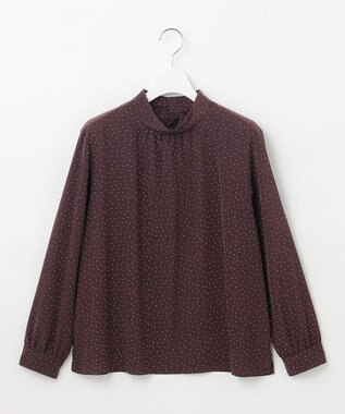 J.PRESS LADIES 【洗える】フェミニッシュパウダー dots ボウタイ ブラウス ワイン系5