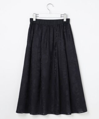 自由区 L 【17号サイズまで展開・セットアップ対応】フラワーオパールプリント スカート ネイビー