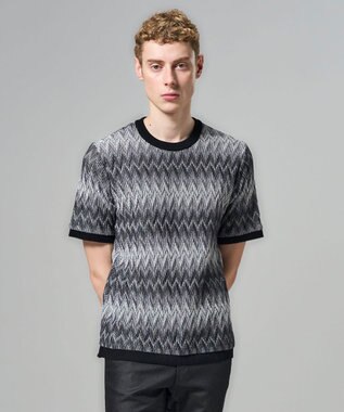 JOSEPH HOMME 【新柄】フォググラデーション　半袖クルーネックニット グレー系1