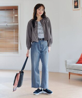 Tiaclasse L 【安田美沙子さん/小倉優子さん着用】【洗える】ストレッチワイドデニム ブルー