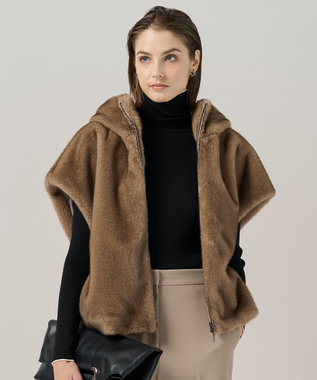 【洗える】ミンクライクファー フーディジレ コート