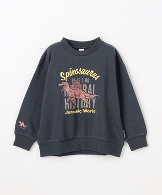 ANY KIDS 恐竜プリント 裏毛トレーナー チャコール