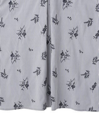 YECCA VECCA ストライプ柄フラワー刺繍シャツ Navy