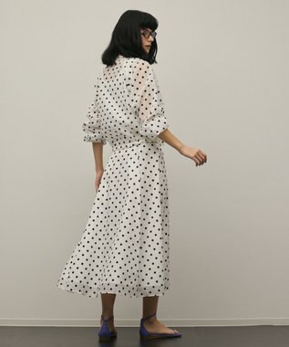 GRACE CONTINENTAL ドットフロッキータックスカート ホワイト