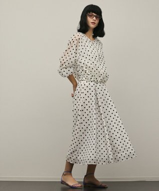 GRACE CONTINENTAL ドットフロッキータックスカート ホワイト