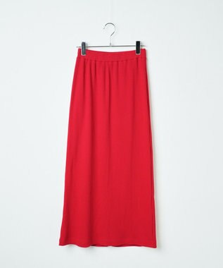 WEGO カラーリブイージーロングスカート レッド
