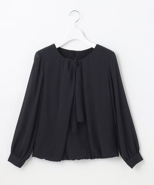 自由区 【XSサイズ～/洗える】ロイヤルシフォン デザインブラウス ネイビー系