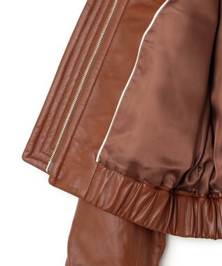 BEIGE， 【andGIRL 秋号掲載】CLYDE / ステッチデザインラムレザーブルゾン Brown