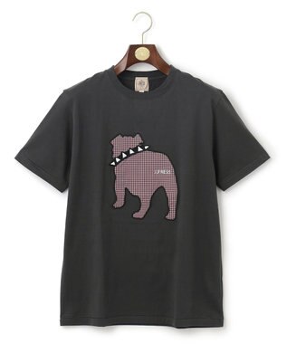 J.PRESS MEN 【UNISEX】ファブリックワッペンブルドックTシャツ グレー系