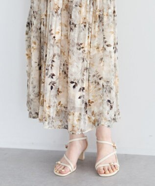 YECCA VECCA ぼかし柄プリーツワンピース Ivory