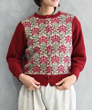 muuc 〈うっとり柔らか上質な極細繊維〉〈前身頃は希少なモヘアとシルク×後ろ身頃はウール100%〉フラワージャカード カーディガン