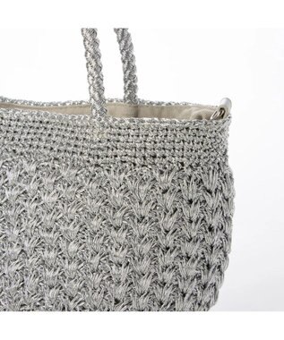 UNBILLION cachecache 柄編みメタリックヤーン2wayミニトート シルバー