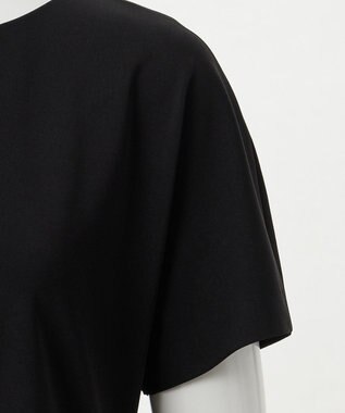 23区 L 【エステータ】トリアセストレッチクロス タック ブラウス ブラック系