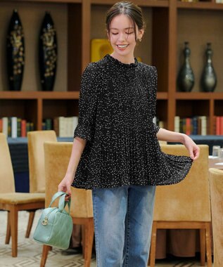 Tiaclasse 【前後2way・洗える】シアープリーツブラウス ドット