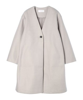 Green Parks 洗えるＶネックミディ丈コート Light Gray