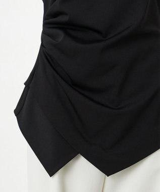 23区 L 【エステータ】トリアセストレッチクロス タック ブラウス ブラック系