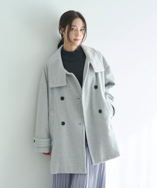 YECCA VECCA ウール混ミドル丈スタンドカラーコート Light Gray