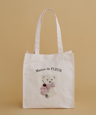 Maison de FLEUR ベア刺繍スクエアトートバッグ