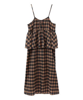 Green Parks チェックペプラムキャミワンピース Orange