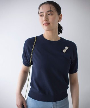 組曲 L カノコニットＴシャツ ネイビー系