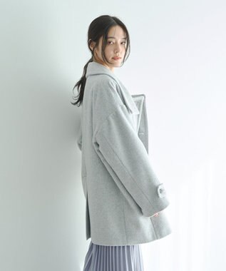 YECCA VECCA ウール混ミドル丈スタンドカラーコート Light Gray