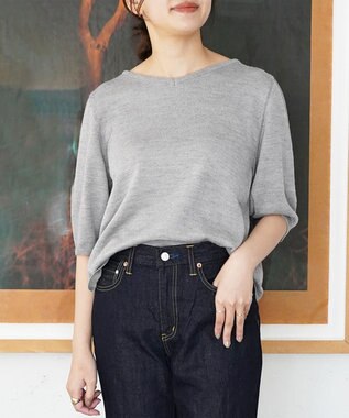 TOQUE 〈大草直子さんアドバイザー〉【天然素材】アルパカシルクニット5分袖