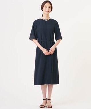 J.PRESS LADIES S 【セットアップ対応・人気素材】Light ジョーゼット ワンピース ネイビー系