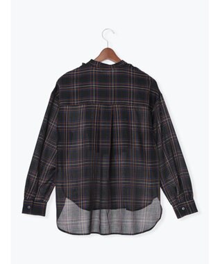 Te chichi チェックフリルブラウス ネイビー