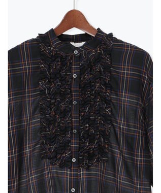Te chichi チェックフリルブラウス ネイビー