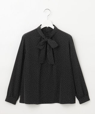 J.PRESS LADIES 【洗える】フェミニッシュパウダー dots ボウタイ ブラウス ブラック系5