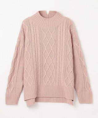 ANY 【6色展開】ソフトアクリルハイネックケーブルニット ピンク