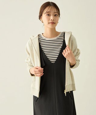 ANY L ラメダンボールダブルジップパーカー オートミール