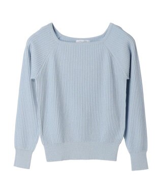 Green Parks 洗える　スクエアネックリブニットプルオーバー Blue