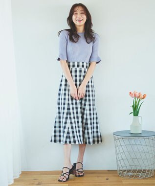 Feroux 【洗える】ニットコンビ ワンピース ブラック系2