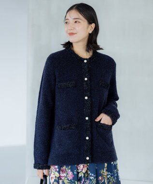 組曲 ツイードニット ジャケット ネイビー系