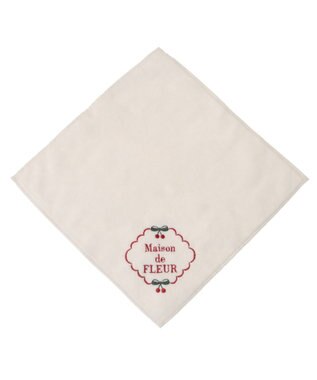 Maison de FLEUR チェリー刺繍タオルハンカチ Ivory