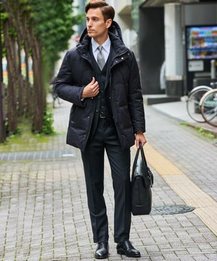 GOTAIRIKU WEB限定【仕事で着られる】ドレスダウンコート_ストレッチツイル_25年新作 ブラック系