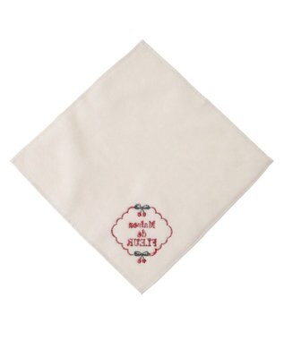 Maison de FLEUR チェリー刺繍タオルハンカチ Ivory