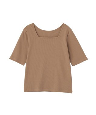 AMERICAN HOLIC スクエアネック5分袖プルオーバー Mocha