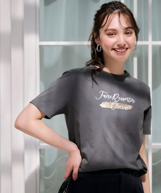 ANY SIS 箔プリントロゴ Tシャツ スレート×ロゴ