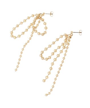 AMERICAN HOLIC ボールチェーンリボンピアス Gold