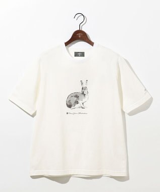 JOSEPH ABBOUD MOUNTAIN 【日本製・アーティストコラボレーション】プレーティング天竺Tシャツ ホワイト系ウサギ