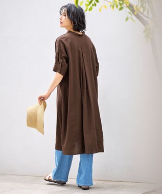 ANY L フレンチリネンシャツワンピース ブラウン