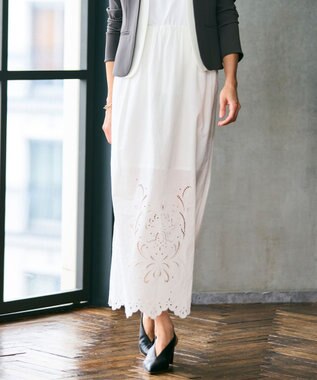 【洗える】GALLERIA / コットンエンブロイダリーIラインスカート