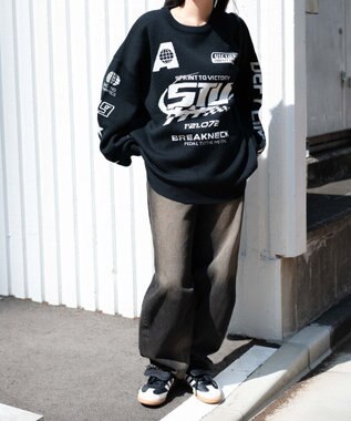 WEGO スポーツグラフィックジャガードニット ブラック