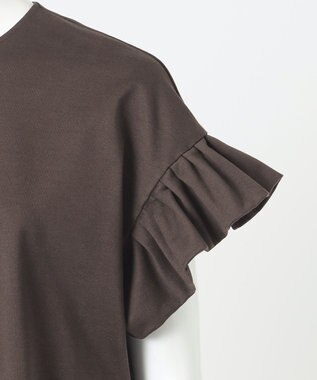 23区 【R(アール)】プレミアムコットンジャージー フリルスリーブ ワンピース ブラウン系