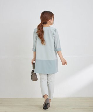 Tiaclasse L 【洗える】バイカラーチュニック ミント