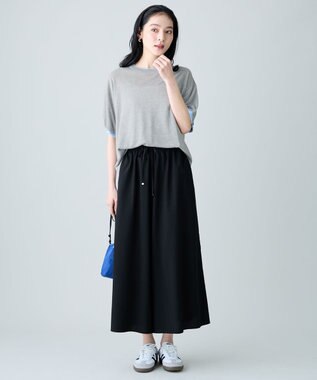 ANY L バイカラーニットT ライトグレー×ライトブルー